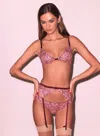 Fleur Du Mal Lustre Lily Embroidery Garter Belt In Amarena