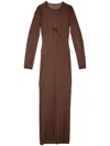 Fleur Du Mal Sheer Knit Midi Dress In 褐色