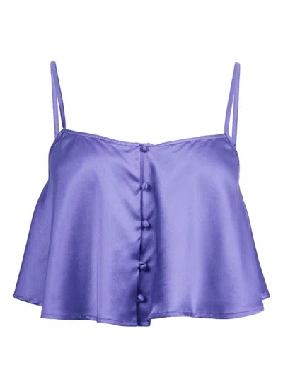 Fleur Du Mal Luxe Flutter Cami In Periwinkle