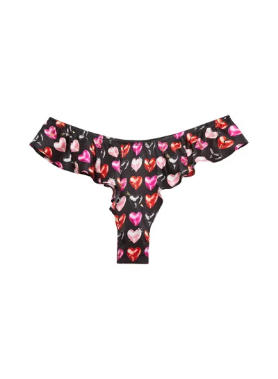 Fleur Du Mal Luxe Flutter Panty In Heartbreaker Print