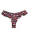 Fleur Du Mal Luxe Flutter Panty In Heartbreaker Print In Black