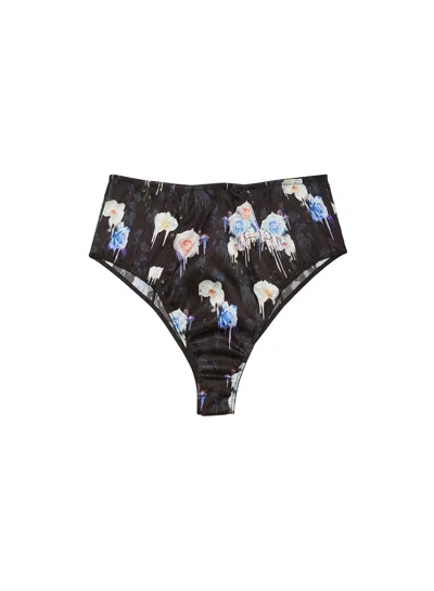 Fleur Du Mal Luxe High-waist Briefs In Dripping Flowers