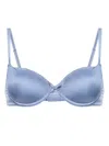 Fleur Du Mal Luxe Satin Balconette Bra In Blue