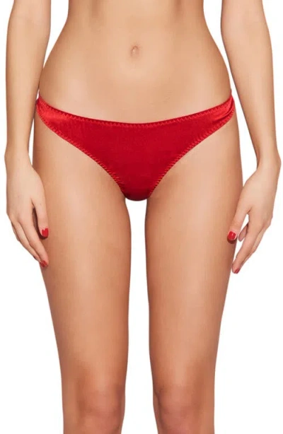 Fleur Du Mal Red Luxe Thong In Rouge