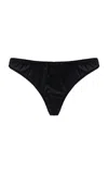 Fleur Du Mal Luxe Stretch-silk Thong In Black