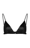 Fleur Du Mal Luxe Stretch-silk Triangle Bra In Black