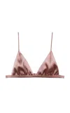Fleur Du Mal Luxe Stretch-silk Triangle Bra In Tan