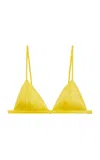 Fleur Du Mal Luxe Stretch-silk Triangle Bra In Yellow