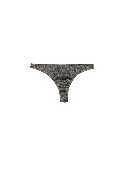 Fleur Du Mal Luxe Thong In Grey Acid Wash
