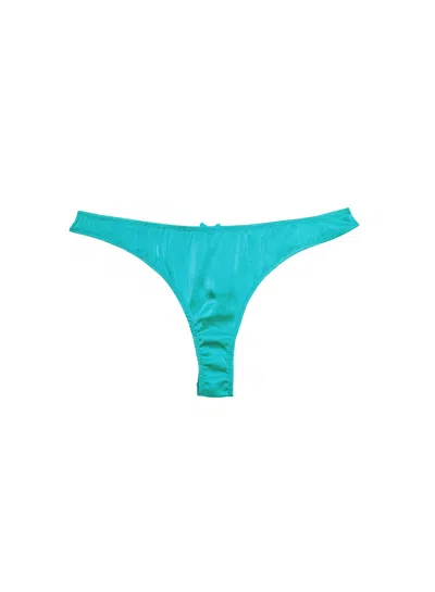 Fleur Du Mal Luxe Satin-finish Thong In Sea Glass