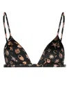 Fleur Du Mal Luxe Graphic-print Triangle-cup Bra In Black