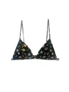 Fleur Du Mal Luxe Triangle Bra In Charm Print