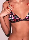Fleur Du Mal Luxe Triangle Bra In Heartbreaker Print In Multi