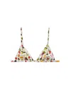 Fleur Du Mal Luxe Triangle Floral-print Bra In Ivory Ciao Amore Print