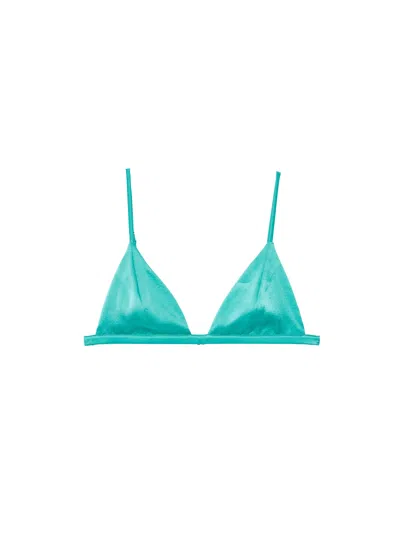 Fleur Du Mal Luxe Triangle-cup Bra In Sea Glass