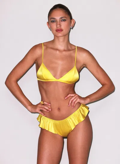 Fleur Du Mal Luxe Triangle Bra In Yellow