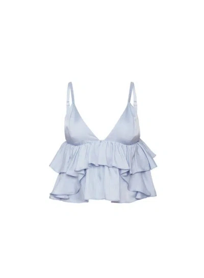 Fleur Du Mal Luxe Twill Ruffle Cami In Ice Queen