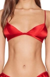 Fleur Du Mal Red Luxe Triangle Bra In Rouge