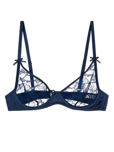 Fleur Du Mal Magnolia Lace Demi Bra In Blue
