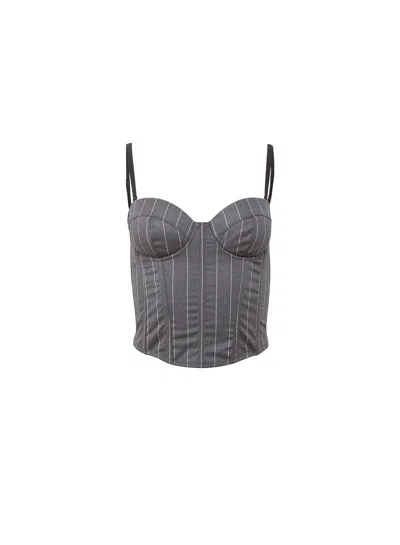 Fleur Du Mal Maxwell Bustier In Gray