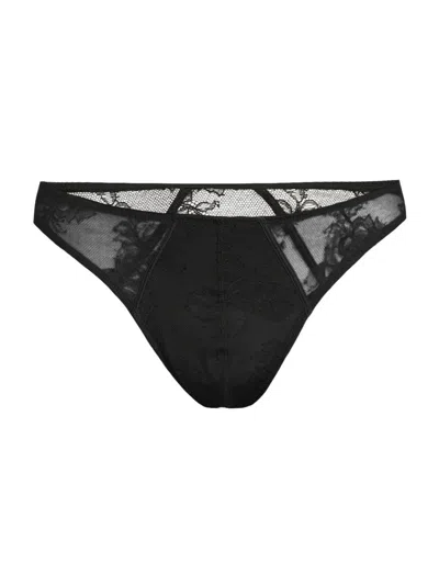 Fleur Du Mal Men's Bouquet Sheer Floral Lace Thong In Black