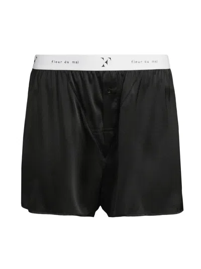 Fleur Du Mal Men's Logo Silk Boxer Trunks In Black