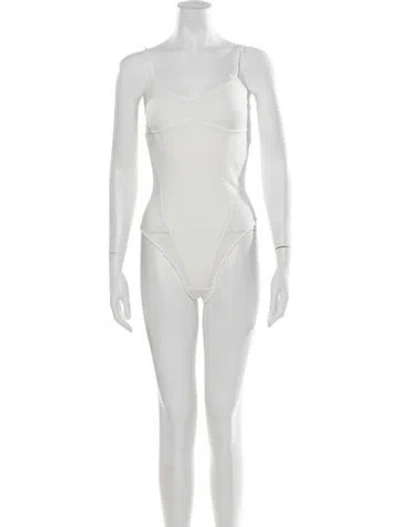 Pre-owned Fleur Du Mal Mesh Accents One-piece W/ Tags In Neutral