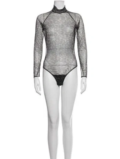 Pre-owned Fleur Du Mal Mesh Animal Print Bodysuit In White
