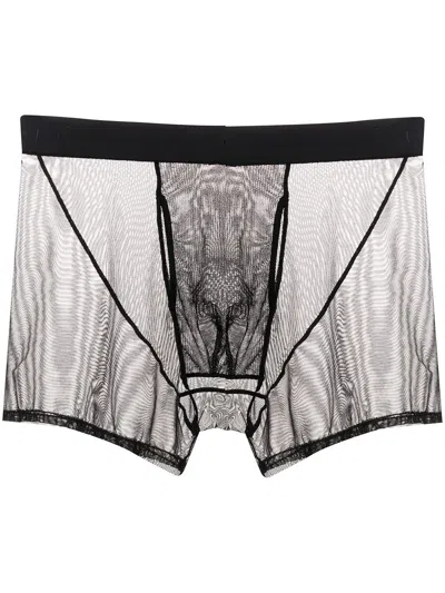 Fleur Du Mal Mesh-panel Boxer Brief In Black