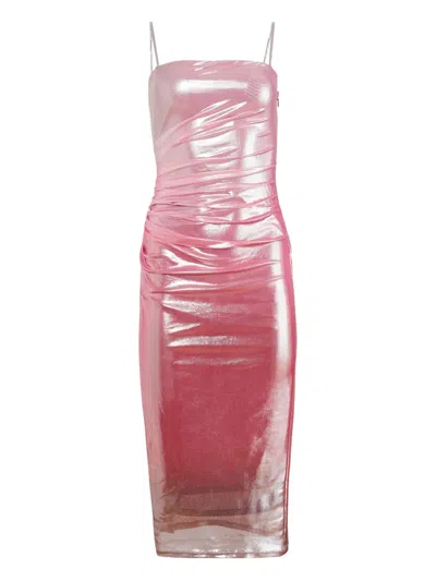 Fleur Du Mal Metallic-finish Ombré Midi Dress In Pink