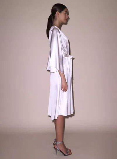 Fleur Du Mal Midi Angel Sleeve Robe In Ivory