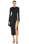 Fleur Du Mal Midi Dress With Side Snaps In Black