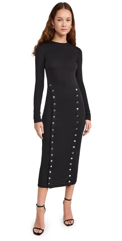 Fleur Du Mal Stud-detail Side-slit Midi Dress In 0100 Black