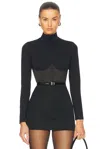 Fleur Du Mal Mock Neck Long Sleeve Bodysuit In Black