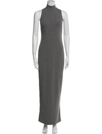 Pre-owned Fleur Du Mal Mock Neck Long Dress In Gray