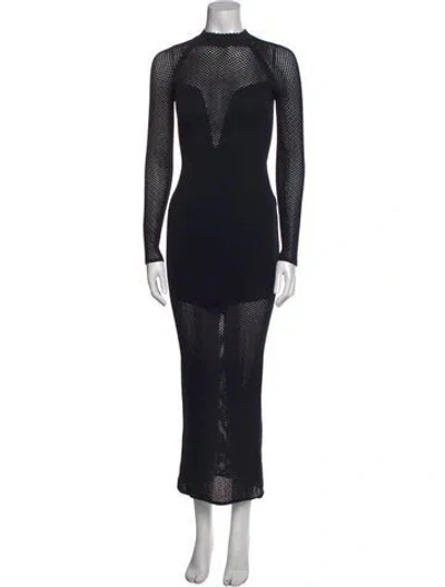 Pre-owned Fleur Du Mal Mock Neck Long Dress W/ Tags In Black