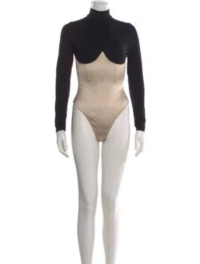 Pre-owned Fleur Du Mal Mock Neck Long Sleeve Bodysuit