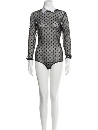 Pre-owned Fleur Du Mal Mock Neck Long Sleeve Bodysuit In Black