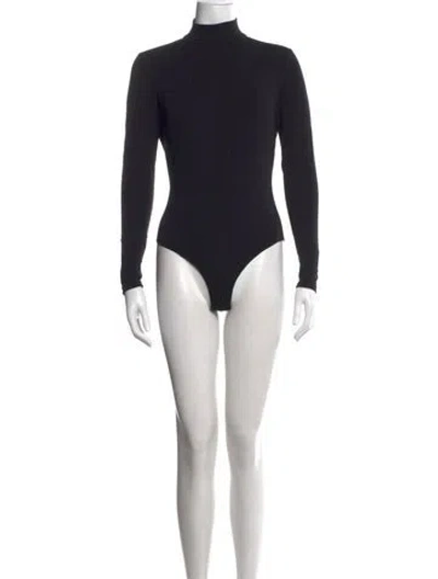 Pre-owned Fleur Du Mal Mock Neck Long Sleeve Bodysuit In Black