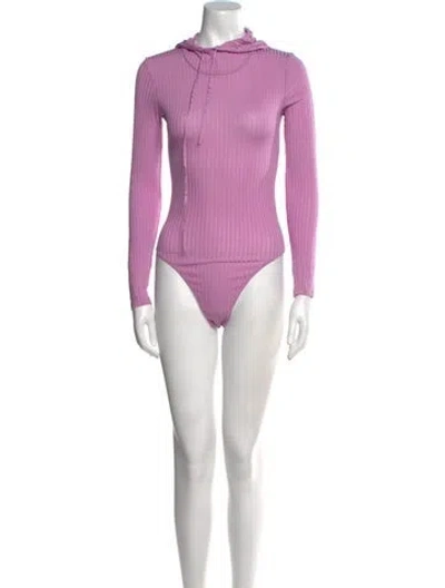 Pre-owned Fleur Du Mal Mock Neck Long Sleeve Bodysuit In Purple