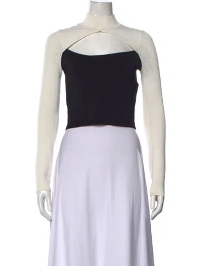 Pre-owned Fleur Du Mal Mock Neck Long Sleeve Crop Top In Neutrals