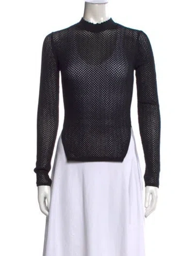 Pre-owned Fleur Du Mal Mock Neck Long Sleeve Top In Black