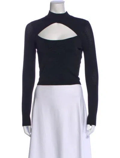 Pre-owned Fleur Du Mal Mock Neck Long Sleeve Top In Black