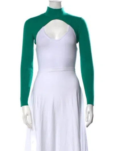 Pre-owned Fleur Du Mal Mock Neck Long Sleeve Top In Green