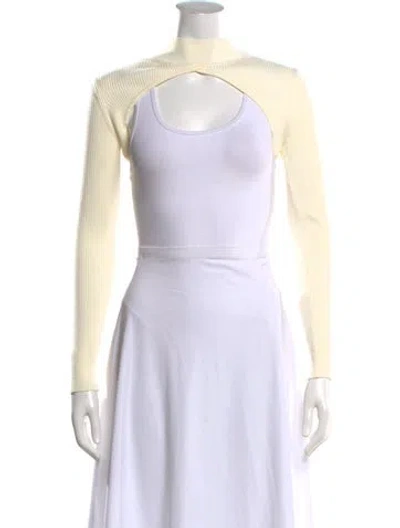 Pre-owned Fleur Du Mal Mock Neck Long Sleeve Top In Neutrals