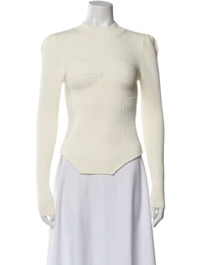 Pre-owned Fleur Du Mal Mock Neck Long Sleeve Top In White