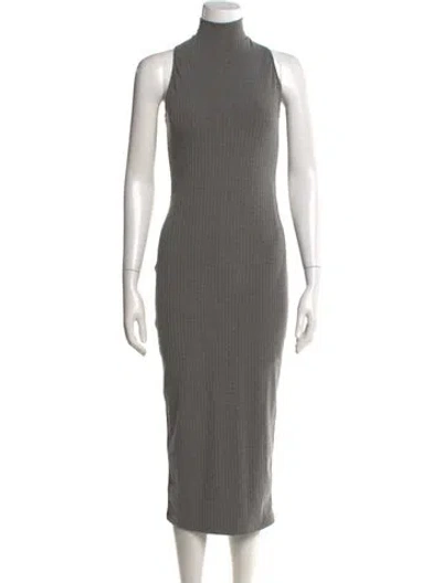 Pre-owned Fleur Du Mal Mock Neck Midi Length Dress In Gray