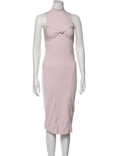 Pre-owned Fleur Du Mal Mock Neck Midi Length Dress In Pink