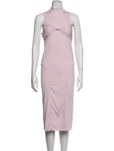 Pre-owned Fleur Du Mal Mock Neck Midi Length Dress In Pink