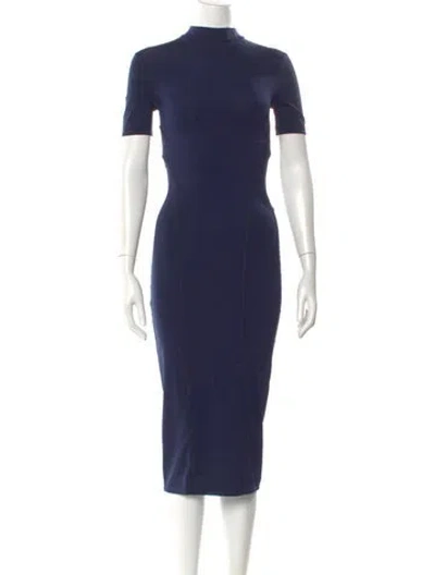 Pre-owned Fleur Du Mal Mock Neck Midi Length Dress W/ Tags In Blue